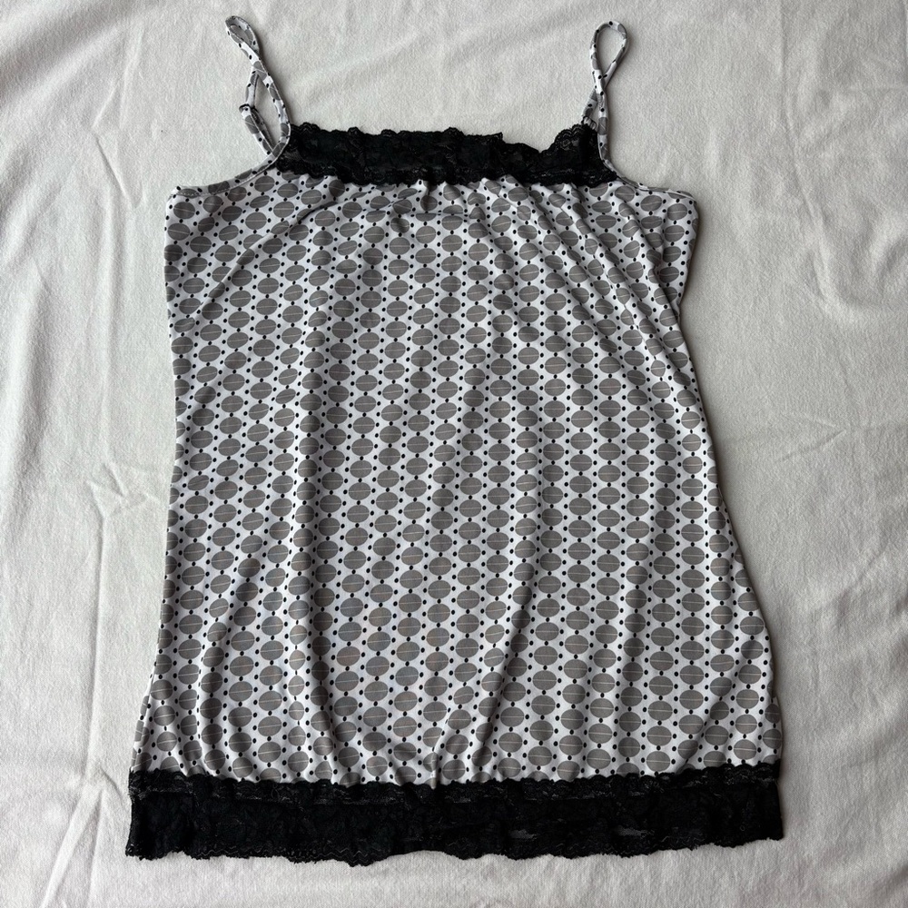 Y2K Patterned Camisole with Lace